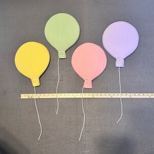4 Vtg Pastel Fabric Soft Puffy Cotton Infantino Wall Balloons Fake Decor Nursery
